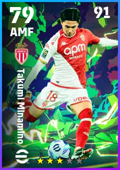 Takumi Minamino eFootball 2026 player card — 79 OVR AMF