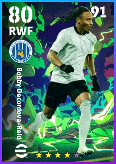 Bobby Decordova-Reid eFootball 2026 player card — 80 OVR RWF