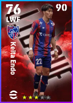 Keita Endo eFootball 2026 player card — 76 OVR LWF
