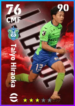 Taiyo Hiraoka eFootball 2026 player card — 76 OVR CMF