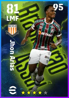 Jhon Arias eFootball 2026 player card — 81 OVR LMF