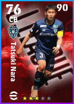 Tatsuki Nara eFootball 2026 player card — 76 OVR CB