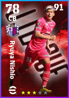 Ryuya Nishio eFootball 2026 player card — 78 OVR CB