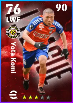 Yota Komi eFootball 2026 player card — 76 OVR LWF