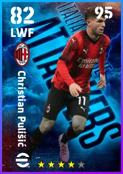 Christian Pulisic eFootball 2026 player card — 82 OVR LWF