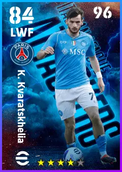 K. Kvaratskhelia eFootball 2026 player card — 84 OVR LWF
