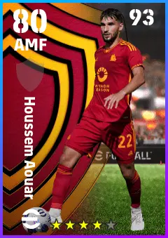 Houssem Aouar eFootball 2026 player card — 80 OVR AMF