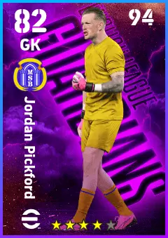 Jordan Pickford eFootball 2026 player card — 82 OVR GK