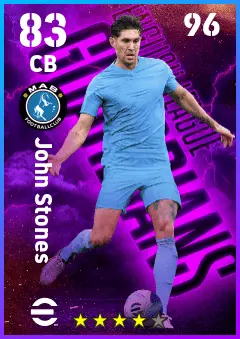 John Stones eFootball 2026 player card — 83 OVR CB