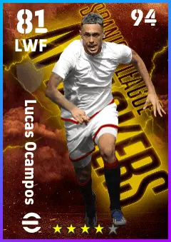 Lucas Ocampos eFootball 2026 player card — 81 OVR LWF