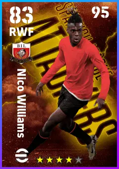 Nico Williams eFootball 2026 player card — 83 OVR RWF