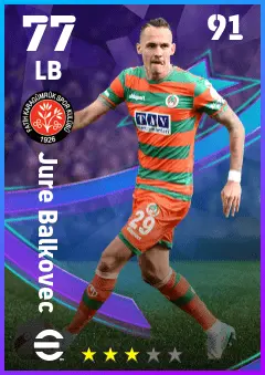 Jure Balkovec eFootball 2026 player card — 77 OVR LB