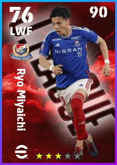 Ryo Miyaichi eFootball 2026 player card — 76 OVR LWF