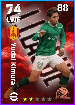 Yudai Kimura eFootball 2026 player card — 74 OVR LWF
