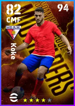 Koke eFootball 2026 player card — 82 OVR CMF