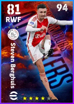Steven Berghuis eFootball 2026 player card — 81 OVR RWF