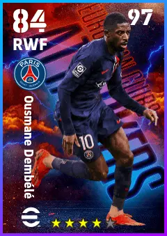 Ousmane Dembele eFootball 2026 player card — 84 OVR RWF