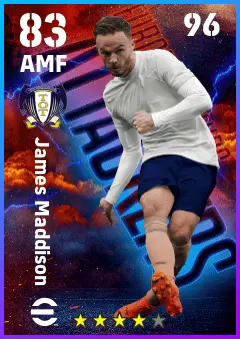 James Maddison eFootball 2026 player card — 83 OVR AMF