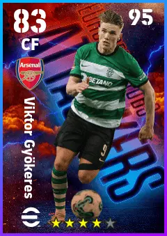 Viktor Gyokeres eFootball 2026 player card — 83 OVR CF
