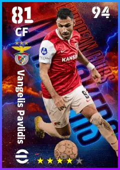 Vangelis Pavlidis eFootball 2026 player card — 81 OVR CF