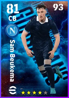 Sam Beukema eFootball 2026 player card — 81 OVR CB