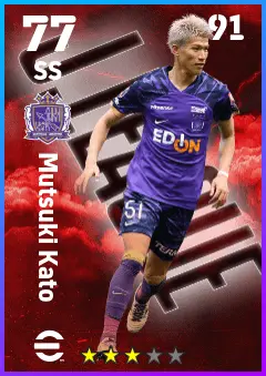 Mutsuki Kato eFootball 2026 player card — 77 OVR SS
