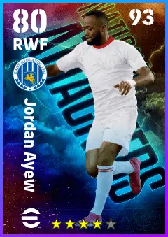 Jordan Ayew eFootball 2026 player card — 80 OVR RWF