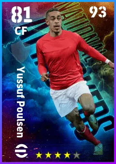 Yussuf Poulsen eFootball 2026 player card — 81 OVR CF