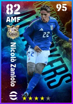 Nicolo Zaniolo eFootball 2026 player card — 82 OVR AMF