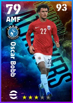 Oscar Bobb eFootball 2026 player card — 79 OVR AMF