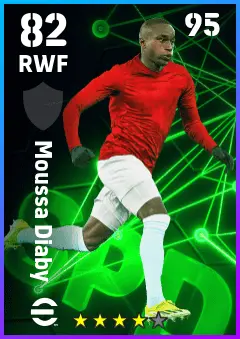 Moussa Diaby eFootball 2026 player card — 82 OVR RWF