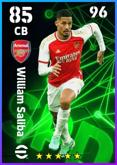 William Saliba eFootball 2026 player card — 85 OVR CB