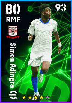 Simon Adingra eFootball 2026 player card — 80 OVR RMF