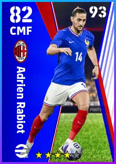 Adrien Rabiot eFootball 2026 player card — 82 OVR CMF