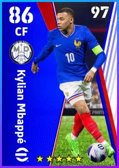 Kylian Mbappe eFootball 2026 player card — 86 OVR CF