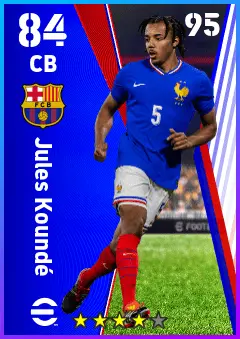 Jules Kounde eFootball 2026 player card — 84 OVR CB