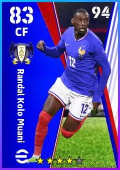 Randal Kolo Muani eFootball 2026 player card — 83 OVR CF