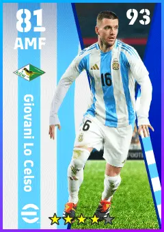Giovani Lo Celso eFootball 2026 player card — 81 OVR AMF