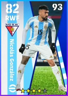 Nicolas Gonzalez eFootball 2026 player card — 82 OVR RWF