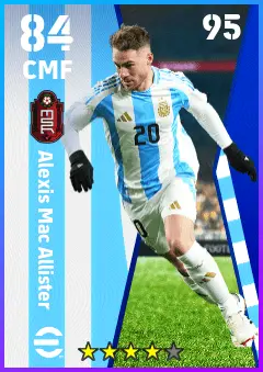 Alexis Mac Allister eFootball 2026 player card — 84 OVR CMF