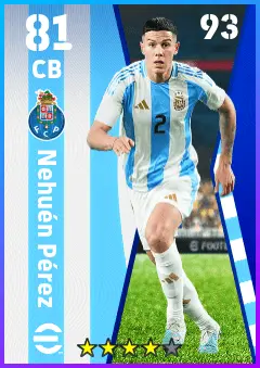 Nehuen Perez eFootball 2026 player card — 81 OVR CB