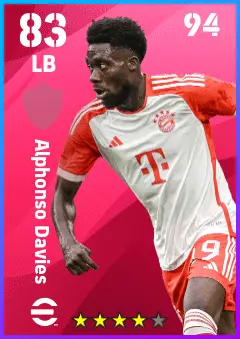 Alphonso Davies eFootball 2026 player card — 83 OVR LB