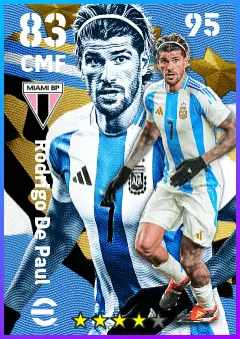Rodrigo De Paul eFootball 2026 player card — 83 OVR CMF