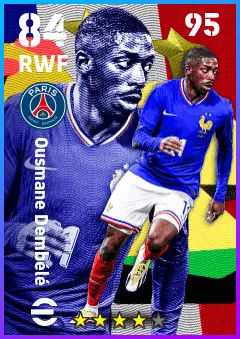 Ousmane Dembele eFootball 2026 player card — 84 OVR RWF
