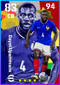 Dayot Upamecano eFootball 2026 player card — 83 OVR CB