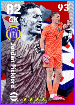 Jordan Pickford eFootball 2026 player card — 82 OVR GK