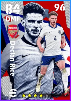 Declan Rice eFootball 2026 player card — 84 OVR DMF