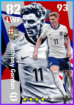 Anthony Gordon eFootball 2026 player card — 82 OVR LWF