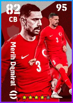 Merih Demiral eFootball 2026 player card — 82 OVR CB