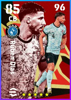Ruben Dias eFootball 2026 player card — 85 OVR CB